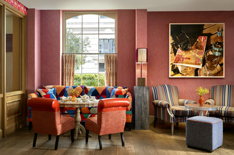 Corner table in Brumus Bar at Haymarket Hotel