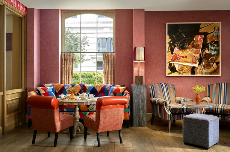 Corner table in Brumus Bar at Haymarket Hotel