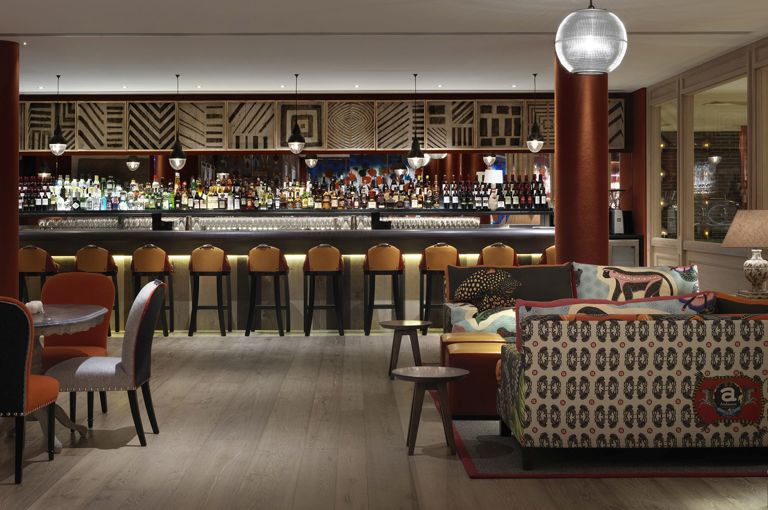 Wide shot of the Croc Bar at Ham Yard Hotel