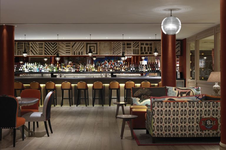 Wide shot of the Croc Bar at Ham Yard Hotel