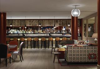 Wide shot of the Croc Bar at Ham Yard Hotel