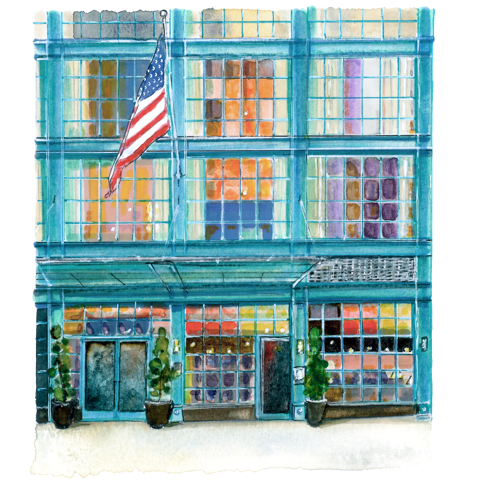 A watercolor-style illustration of Warren Street Hotel exterior.