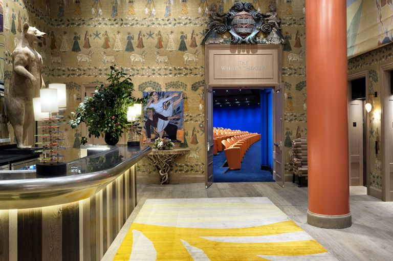 Shot of the private events lobby with door open to the Theater at the Whitby Hotel