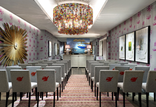 Wedding set-up in the Spring private events room at Crosby Street Hotel