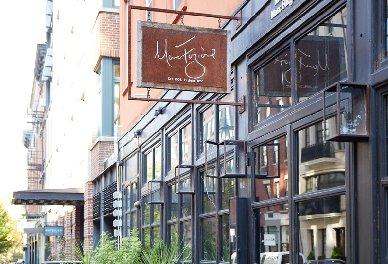 The exterior of Marc Forgione's restaurant in Tribeca, NY
