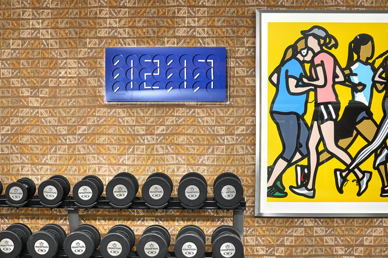 A dumbbell rack in the gym at The Whitby Hotel