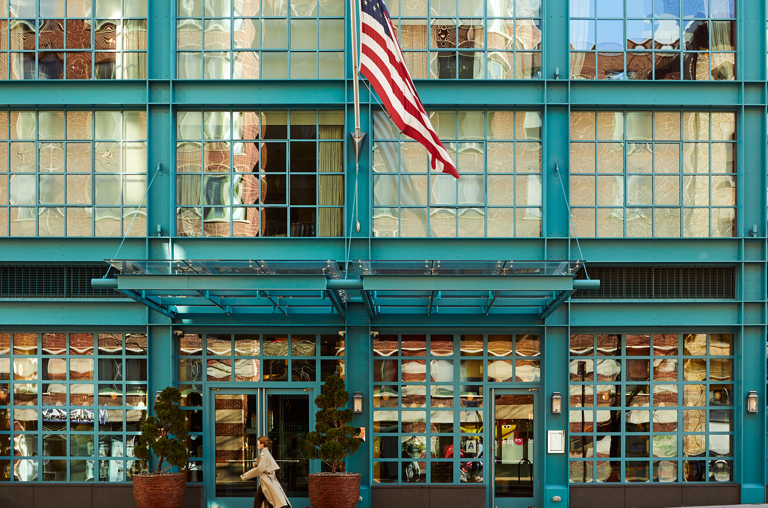 A close up exterior shot of the entrance at the Warren Street Hotel.