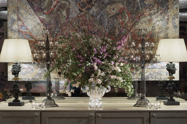 Close shot of a flower pot in the Anrep private events room at The Whitby Hotel