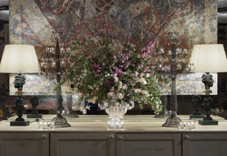 Close shot of a flower pot in the Anrep private events room at The Whitby Hotel