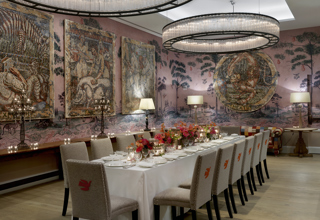 Long dining table set-up in the Anrep private events room at The Whitby Hotel