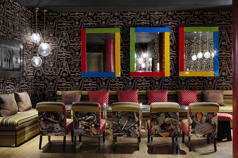 Side shot of the Crimson Bar private events room at the Soho Hotel