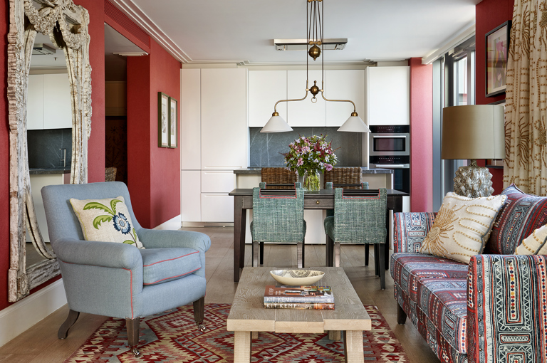 Living room shot of Residence 23, a Duplex Residence at Ham Yard Hotel