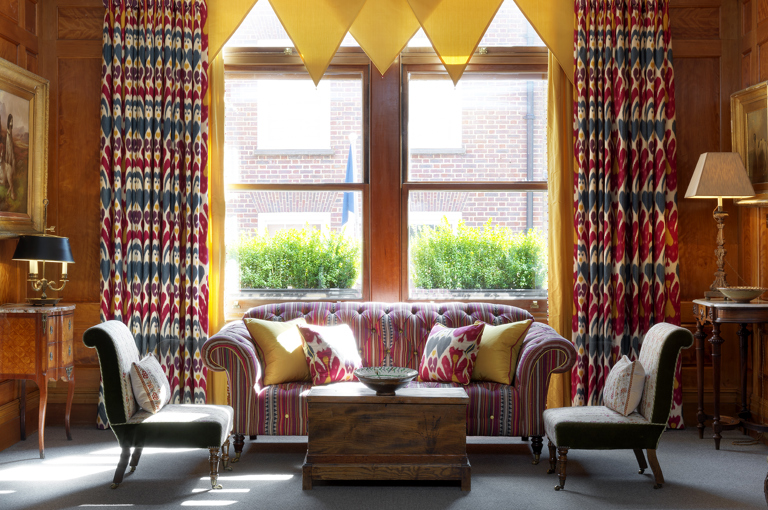 Window and lounge shot of the Drawing Room at Covent Garden Hotel