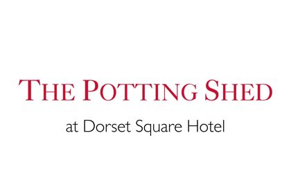 The logo of The Potting Shed Bar an Restaurant at Dorset Square Hotel on a white background