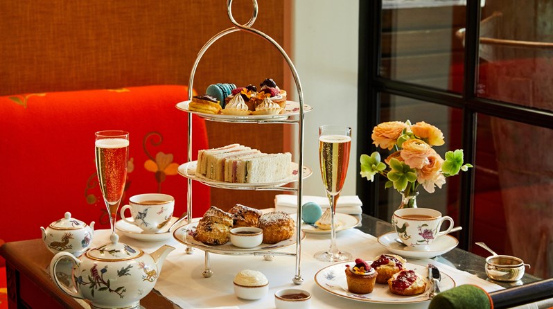 A shot of the afternoon tea set up at the Crosby Street Hotel.