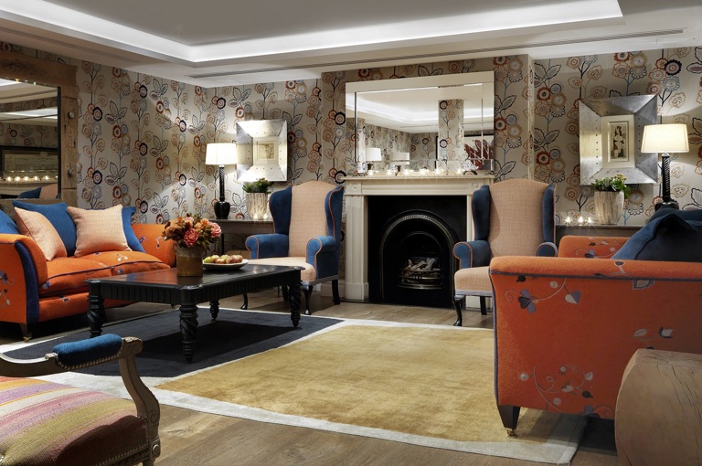 Lounge set-up in the Duncan Grant private events room at Charlotte Street Hotel