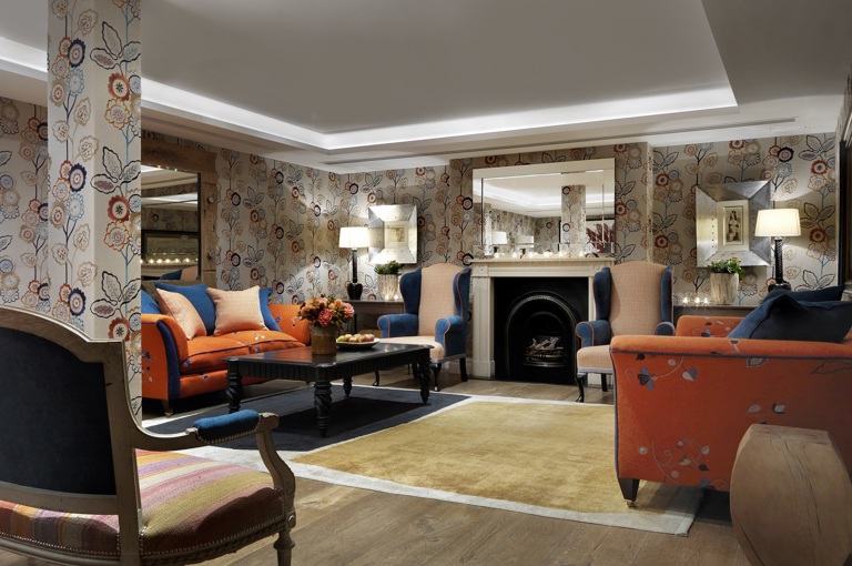 Lounge set-up in the Duncan Grant private events room at Charlotte Street Hotel