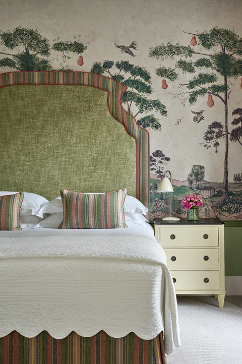 Portrait front on shot of the bed in Luxury Junior Suite 106 at Haymarket Hotel