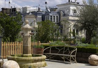 Detailed shot of a corner of the Roof Terrace at Ham Yard Hotel