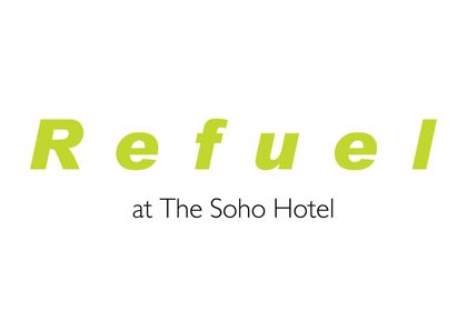 The logo of Refuel Bar an Restaurant at The Soho Hotel on a white background