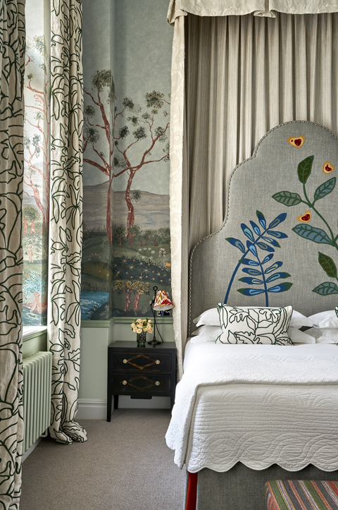 Close up Bedroom shot of room 107, a Deluxe Room at Charlotte Street Hotel