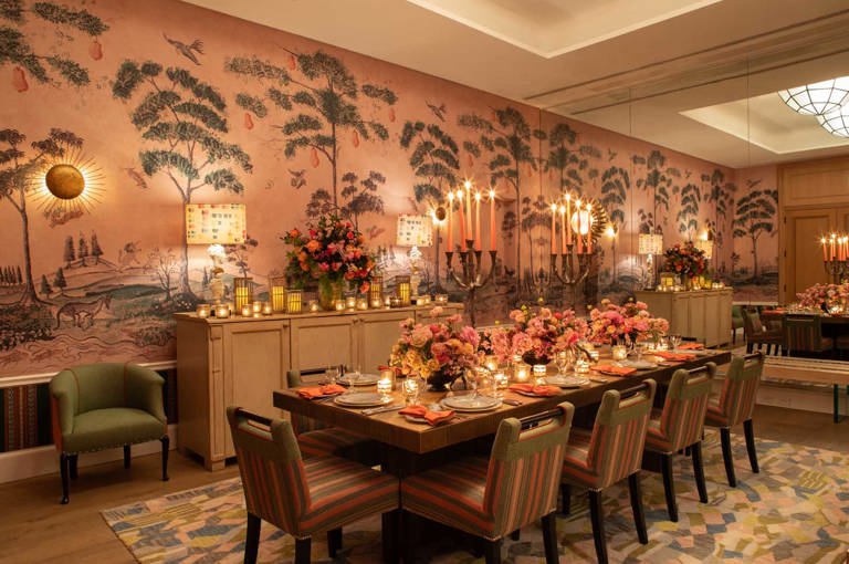 An image of the dining set up in the private events room Araminta at The Whitby Hotel
