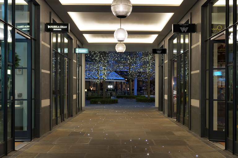 A shot looking down the entrance to Ham Yard Village