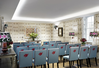 Wedding set up in the Rocklin private events room at Haymarket Hotel