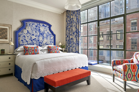 Bedroom shot of room 508, a Deluxe Room at Crosby Street Hotel