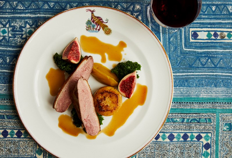 An autumn dish served on Kit Kemp for Spode fine bone china