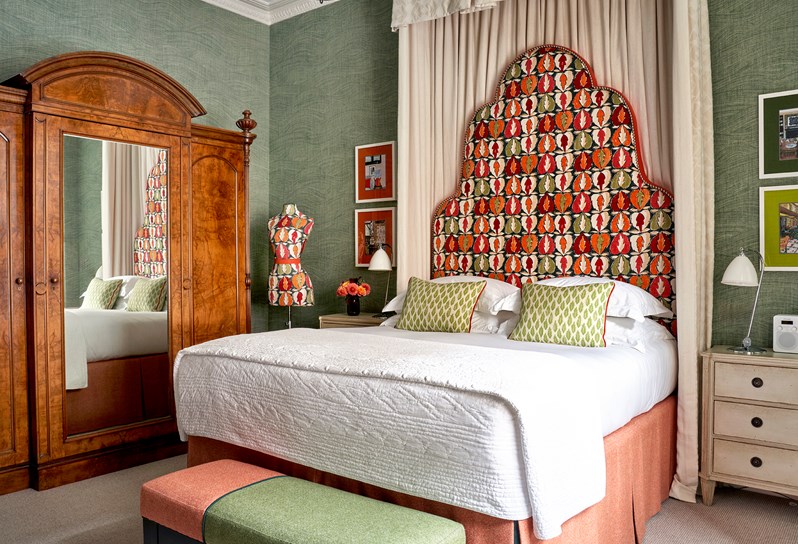 A deluxe room designed by Kit Kemp Design Studio at Number Sixteen