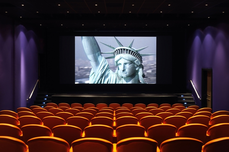 Back shot of the screening private events room at Crosby Street Hotel