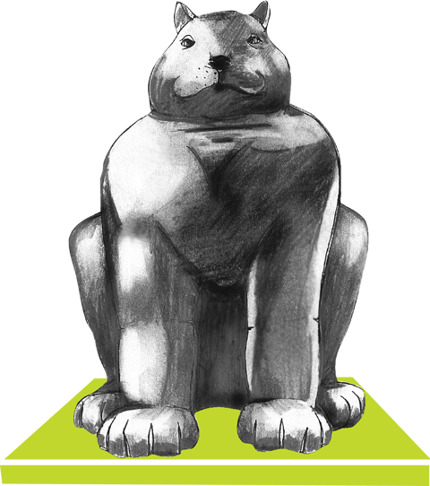 The Soho Hotel icon. An animated poster of a Botero on a light green floor.