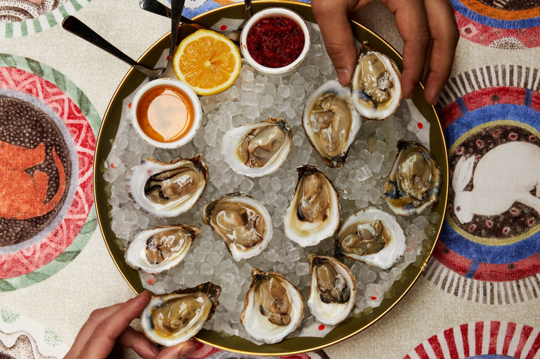 A close up image of the oysters at the warren street hotel.