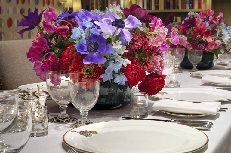 Close of shot of a dining table set-up in the Reading private events room at the Whitby Hotel