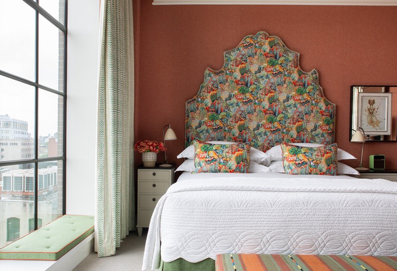 Image of the bed in The Deluxe Room Top Floor, 803, at Crosby Street Hotel.