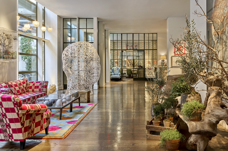Wide shot of the Lobby at Crosby Street Hotel