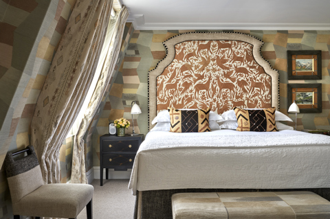 A front shot of the bed in Deluxe Room 401 at Charlotte Street Hotel