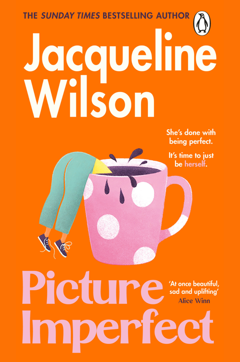 The cover of the book Picture Imperfect by Jacqueline Wilson featuring a tear in colourful patterned wallpaper