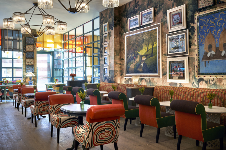 Diagonal shot of the Bar at Warren Street Hotel