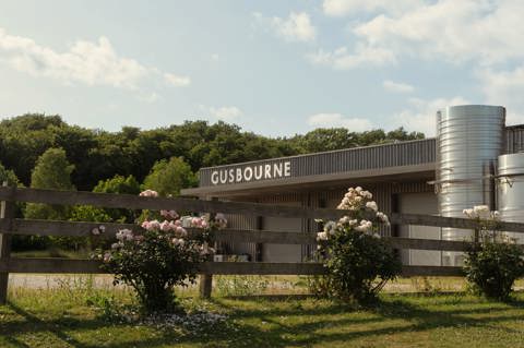 A wide angle shot of the exterior of Gusbourne Winery, Kent