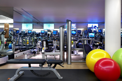 Wide shot of the Gym at the Soho Hotel