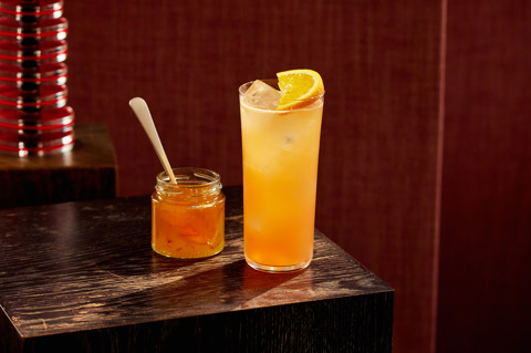 A close-up wide angle shot of 'Windsor Gardens' from the West End cocktail collection at Brumus