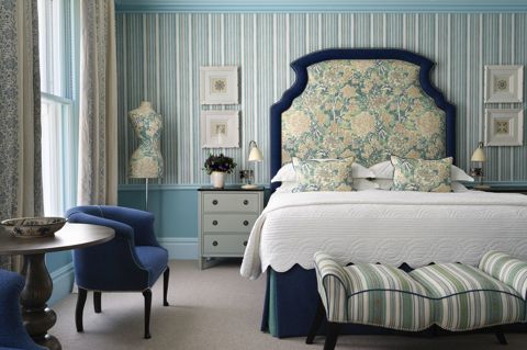 Bedroom front shot of room 202, a Deluxe Junior Suite at Covent Garden Hotel