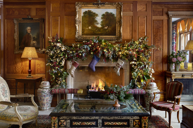 Shot of Christmas decorations in the drawing room at Covent Garden Hotel