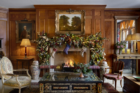 Shot of Christmas decorations in the drawing room at Covent Garden Hotel