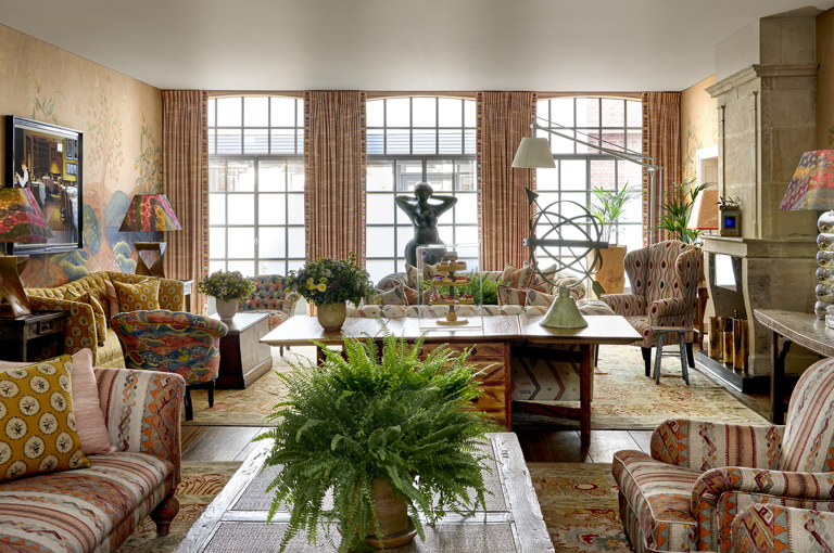 Wide shot of the Drawing Room at The Soho Hotel