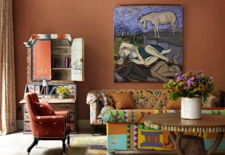 Wide shot of the Drawing Room at Ham Yard Hotel