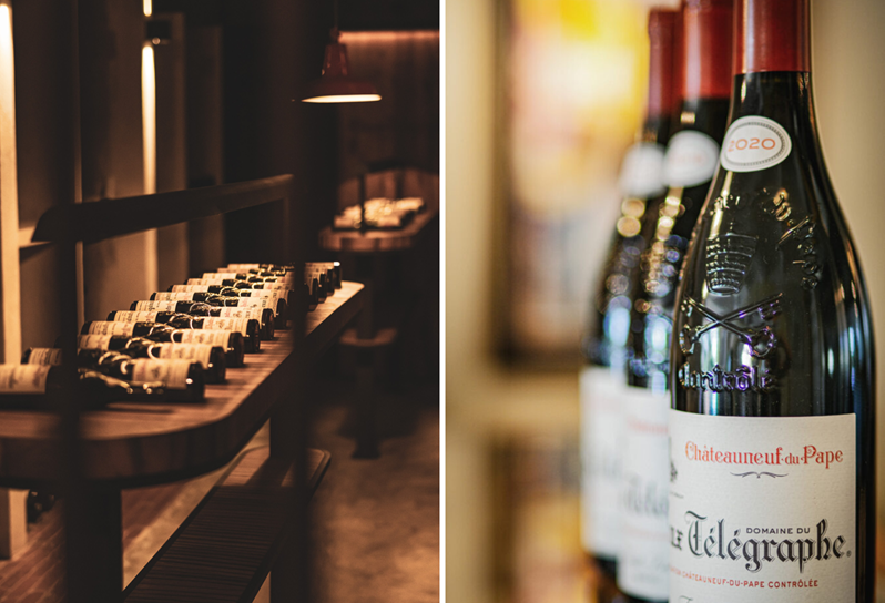 A cellar with wines from Vieux Télégraphe