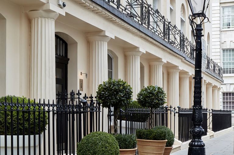 Close up side facing exterior shot of Haymarket Hotel